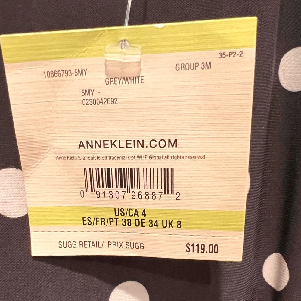 NWT Anne Klein Polka Dot Sleeveless Dress - Grey and White - Picture 5 of 5